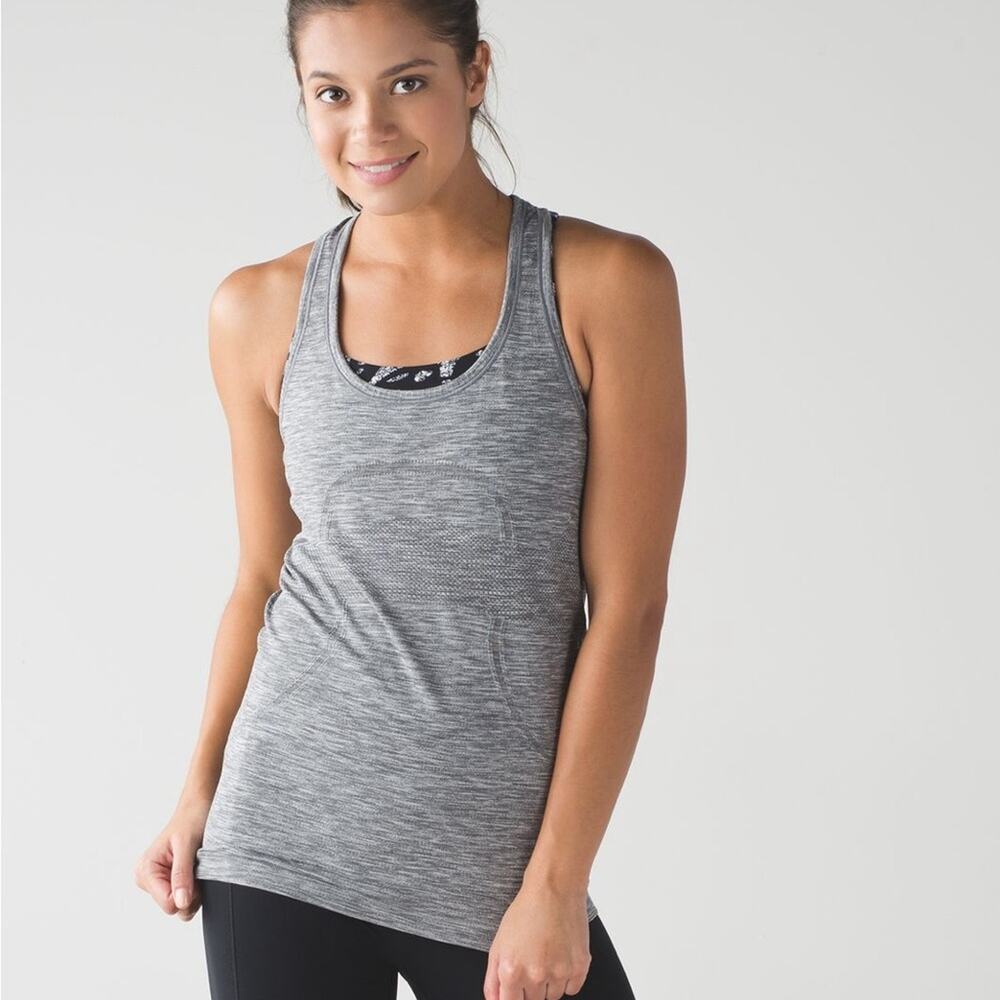 Lululemon Swiftly Tech Racerback Tank Top Heathered Slate Seamless Size 4